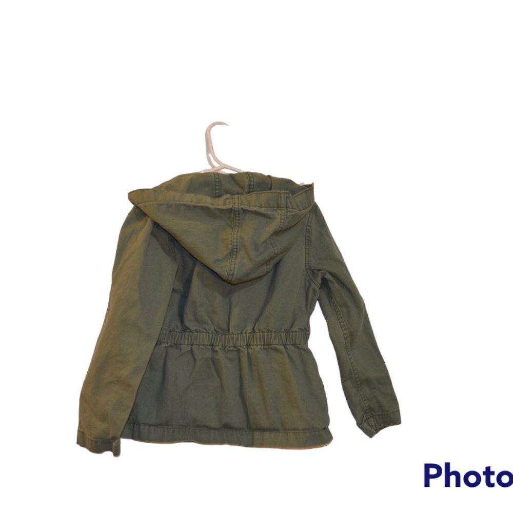 Old Navy S 6-7 Girls Mint Green Hood Utility Coat Cotton - Picture 3 of 5